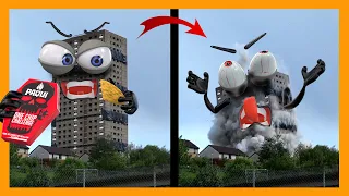 Building Demolition by PAQUI One Chip Challenge | Heavy Equipment Machines Destroy Building