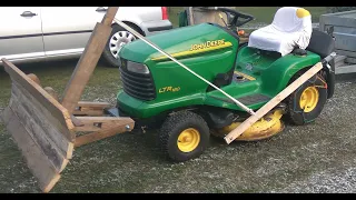 Homemade Lawn Tractor Snow Plow in action
