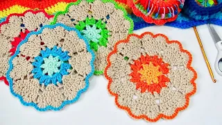 Carpetitas Con  Corazones  a crochet Paso a paso