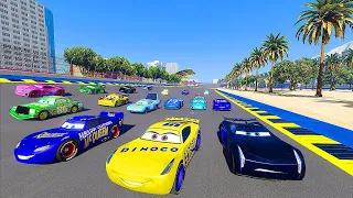 Race All Pixar Cars -  Fabulous McQueen VS Jackson Storm Cruz Ramirez The King Chick Hicks & Friends