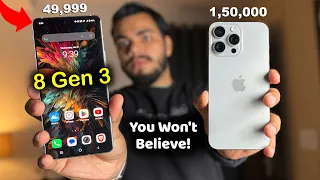 50,000 vs 1,50,000 Phone!🔥 Snapdragon 8 Gen 3 vs A17 Pro Bionic Ultimate Comparison | Shocking!