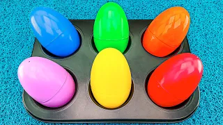 Satisfying Video | Magic Surprise Eggs in Color Tray Circle with Glitter PlayDoh Slime & Candy ASMR
