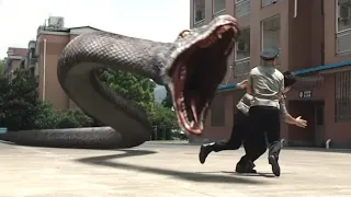 The giant snake breaks into the campus, and the beautiful students fight the giant snake!