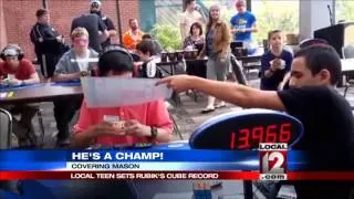 Local teen sets Rubik's Cube record