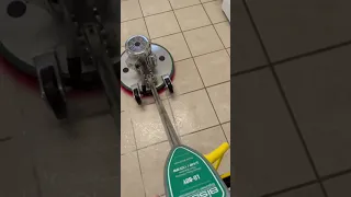 Tile and clean and scrub with a large floor machine