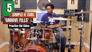 5 Easy And Cool 'Groove Fills' (Beginner & Intermediate Levels) - Practice Aid Video 🥁