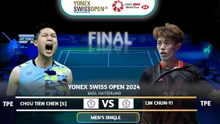 DRAMA | Chou Tien Chen (TPE) VS Lin Chun Yi (TPE) | YONEX Swiss Open 2024