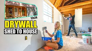 DRYWALL, Electrical and Insulation / Off Grid SHED TO HOUSE / Tiny House Adventures