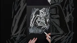 I used 60+ WHITE PENS to draw Darth Vader!