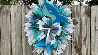 DIY Mesh Shark Wreath for Summer