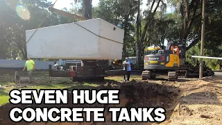 Installing Seven Massive Septic Tanks With A Volvo ECR145e Excavator