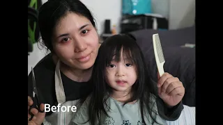 3 year old Baby Mia getting hair shaved