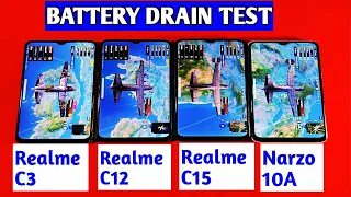 Realme C3 vs Realme C12 vs Realme C15 vs Realme Narzo 10a | Battery Drain Test |