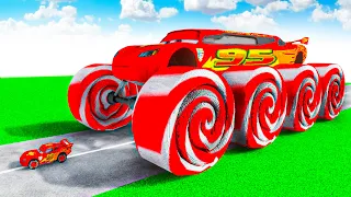 McQueen Giant Transforming to GIANT LOLIPOP wheels BIGFOOT McQueen in Teardown!