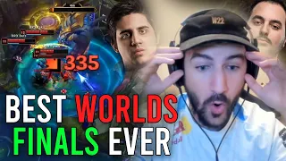 THE BEST WORLDS FINALS OF ALL TIME - T1 vs DRX Worlds Finals w/ IWDominate & GIA Jiizuke