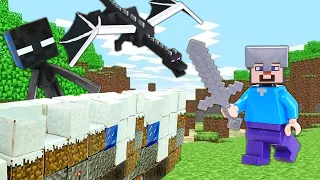 Видео обзор Minecraft Lego - Стив Майнкрафт Лего на осаде замка Эндермена! Игры битвы для мальчиков