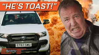 Clarkson Blows Up a Helicopter in Pick-Up Truck Race with Hammond and May | The Grand Tour