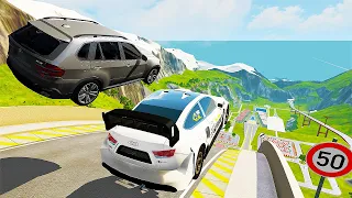 High Ramp Jump #10 Audi VS Bmw Car Crash - BeamNG Drive