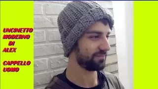 BERRETTO CAPPELLO UOMO uncinetto tutorial ogni taglia