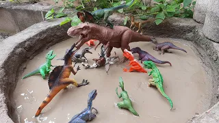 Dinossauros de Plástico Presos na Lama Dilofossauro Indominus Rex Tiranossauro Rex Espinossauro