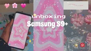 🎧☆ SAMSUNG GALAXY S9 UNBOXING 💓🌷+ aesthetic pinterest inspired costumisation +review ῾ꕁ ⁺◟✿✦ヾ