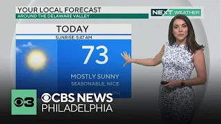 Sunny and seasonable around Philadelphia Monday, more rain moves in midweek