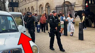 GET OUT OF THE CAR NOW! Armed Police On High Alert In Front Of The Kings Guard!