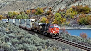 Huge Double Stack CN Train Bends Thru The Canyon Into The Martel Tunnels - CN Ashcroft Sub