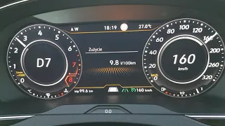 VW Arteon 2.0 TSI 190KM spalanie acc 160km/h  fuel consumption