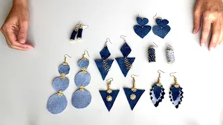 Denim EARRINGS  from old jeans | 7 creative ideas  | Upcycling DIY