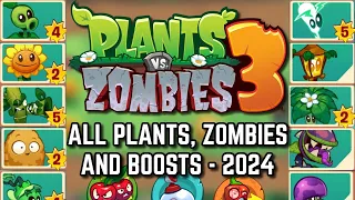 All Plants, Zombies and Boosts 2024 Soft Launch | Plants vs. Zombies 3: Welcome to Zomburbia