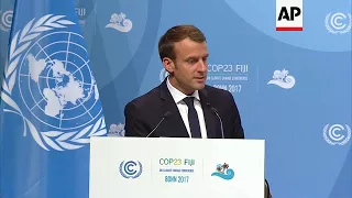 French Pres Macron speaks at climate talks