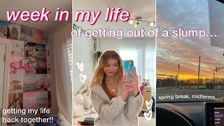 WEEK IN MY LIFE VLOG: getting out of a slump, spring break, midterms, & how to find motivation!!