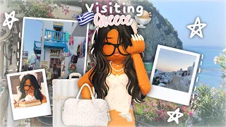 Visitng Satorini Greece !! 🇬🇷🎀|| cafe, shopping, going to the beach 💘 || Berry Avenue Roleplay 🍓🫧🐰