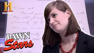 Rebecca's ROUGH DEAL for RARE Roosevelt Letter | Pawn Stars (Season 7) | History