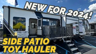 NEW SIDE PATIO fifth wheel toy hauler RV for 2024! 2024 Keystone Fuzion 425