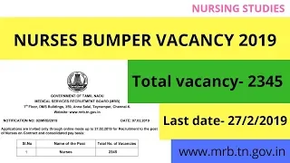 NURSES BUMPER VACANCY 2019||TN MRB NURSE RECRUITMENT 2019||EXAM PATTERNS