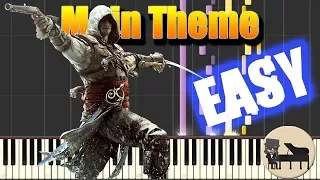 EASY Assassin's Creed 4 Black Flag - Main Theme [Piano Tutorial] (Synthesia) HD Cover