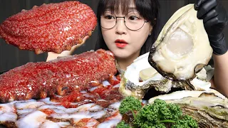 Giant Seafood😋Sea cucumber & Oysters Mukbang ASMR