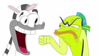 Oscar Punches Marty (Dreamworks Crossover Animation) In Color