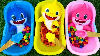 Satisfying ASMR l Magic Bathtubs with Rainbow Kinetic Sand M&M's & Skittles Candy Mixing Cutting