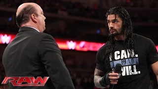 Roman Reigns interrupts Paul Heyman: Raw, March 16, 2015