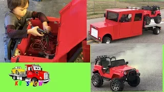 Towing and Fixing The Broke Down Powered Ride On Jeep Wrangler 12 volt! Fun for Kids