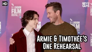 Armie Hammer & Timothée Chalamet talk of their One Rehearsal | Call Me By Your Name