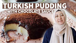 No Egg Turkish Pudding With Chocolate Sauce! The Original Recipe Has..