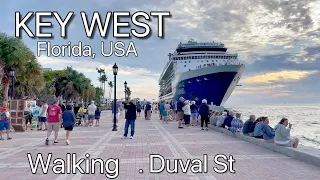 Duval Street in Key West , Florida | Sunset at Mallory Square | Key West Walking Tour 4K #USA