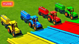 TRACTORS AND TRUCKS OF COLORS ! TRUCKS AND TRACTORS TRANSPORTING  Farming Simulator 22 | LIVE 7