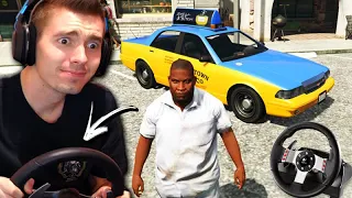 SENDO DE TAXISTA NO GTA 5 com VOLANTE REALISTA!!!