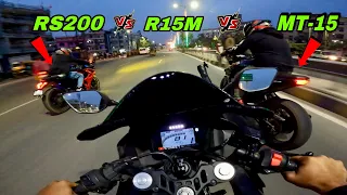 ZARA se VAMP ki Lag Gayi Race 🔥 | R15M vs RS200 vs MT-15 | Reise Moto TraceR Tyres are Superb 😍