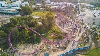FIRST complete look at DC Rivals HyperCoaster - Point of View & Drone - Warner Bros. Movie World